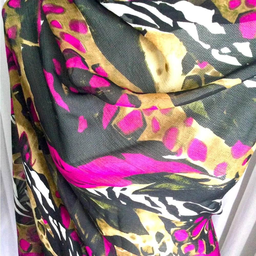 Massimo Fuchsia and Black scarf, coverup sequin large rectangle.